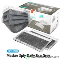 Masker Karet Earloop Grey 3 Ply Onemed per box isi 50