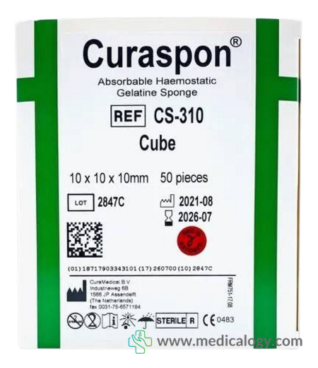 harga Curaspon Dental Cube Steril Gelatine Sponge 10x10x10mm Per Box isi 50 pcs Cat CS-310