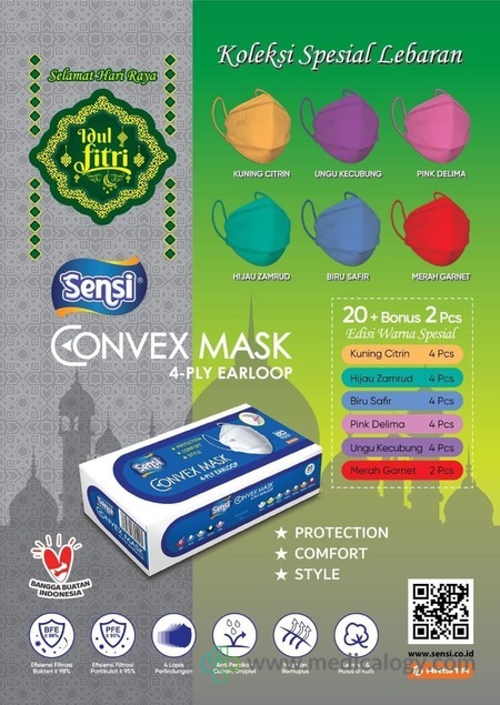 harga Masker Convex Mix Warna Edisi Khusus Lebaran Idul Fitri Isi 20 Bonus 2