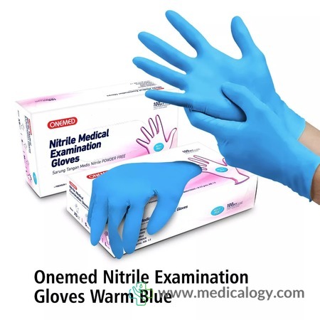 harga Sarung Tangan Onemed Nitrile Exam Glove Warm Blue Box isi 100 - L