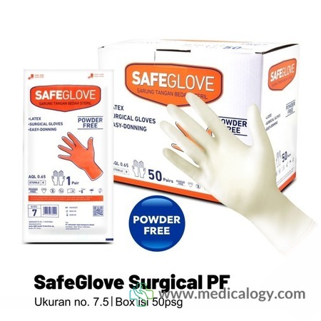 harga Sarung Tangan Steril Safeglove Surgical Powder Free Box Isi 50 Pasang - 7.5