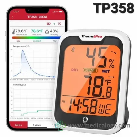 harga ThermoPro TP358 Bluetooth Indoor Thermometer Hygrometer