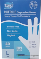 Sarung Tangan Nitrile Sensi Gloves Size L isi 40 pcs