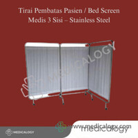 jual Tirai Pembatas Pasien / Bed Screen Medis 3 Sisi – Stainless Steel