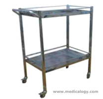 Troli Instrumen 2 Rak Asli Stainless Steel
